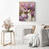 Chickadees and Lilac Diamond Painting as Home Decor