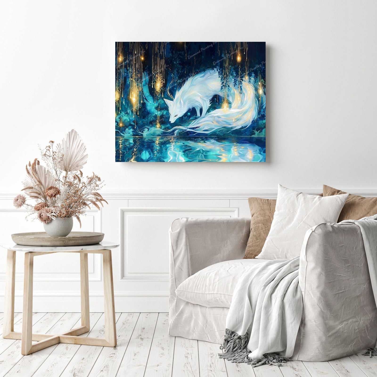 Moonlit Mystic Fox Diamond Painting as Home Decor