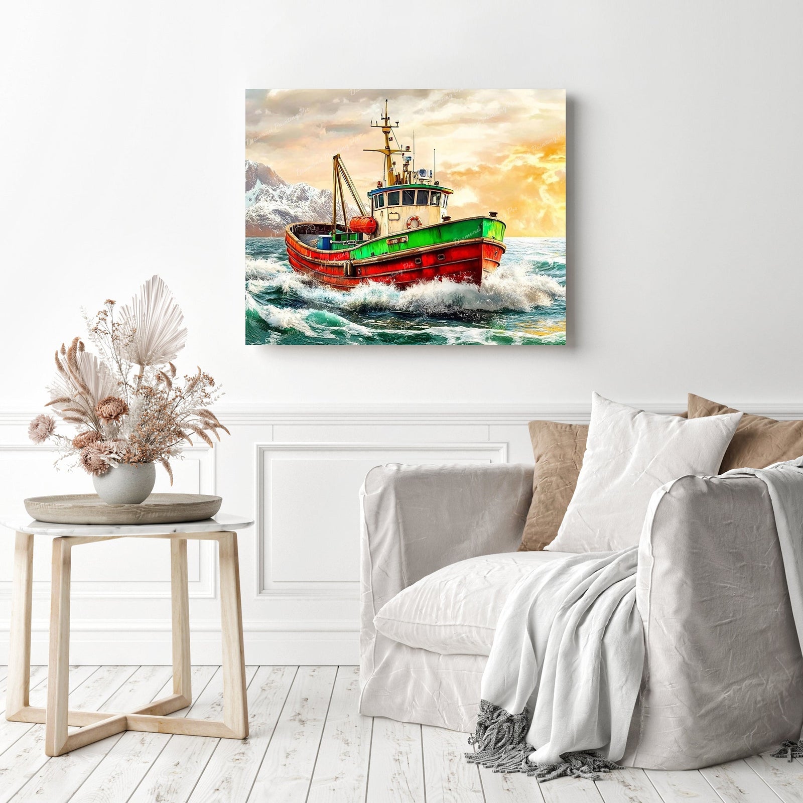 Rough Seas Trawler Diamond Painting as Home Decor