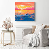 Rowing Through Sunset Delight Diamond Painting as Home Decor