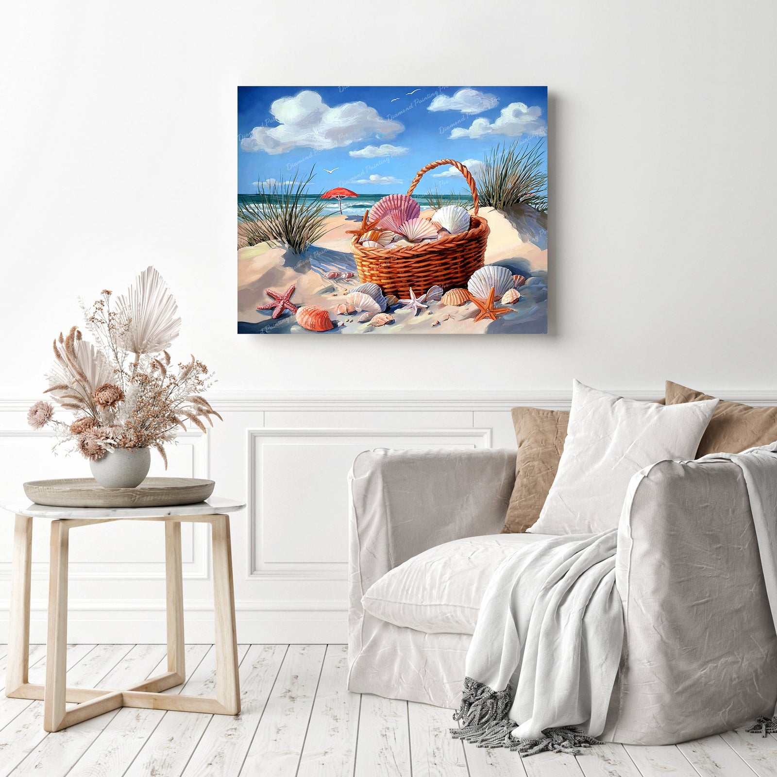 Seashell Basket Diamond Painting as Home Decor