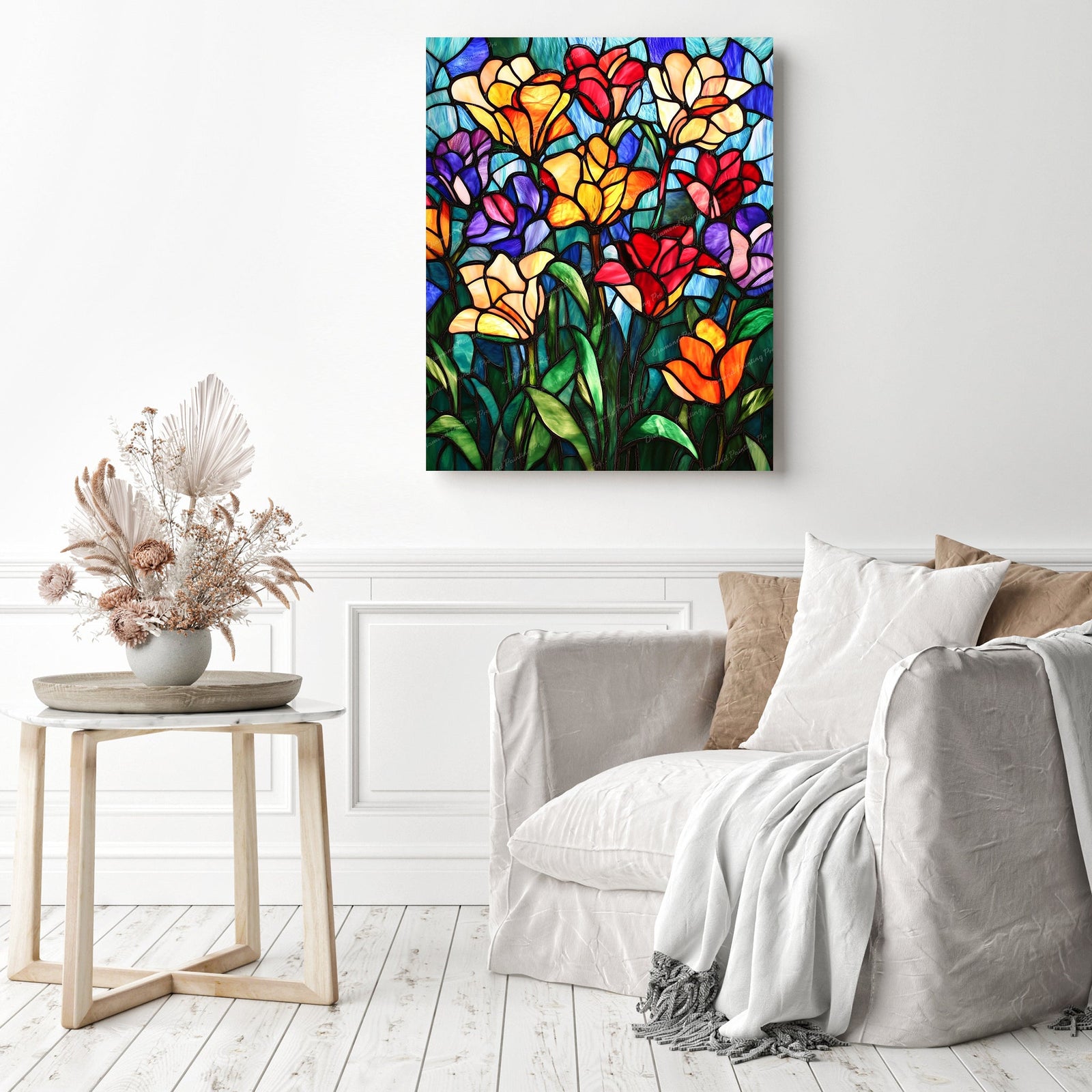 Stained Glass Flowers Diamond Painting as Home Decor