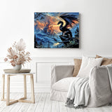 Twilight Castle Dragon Diamond Painting as Home Decor