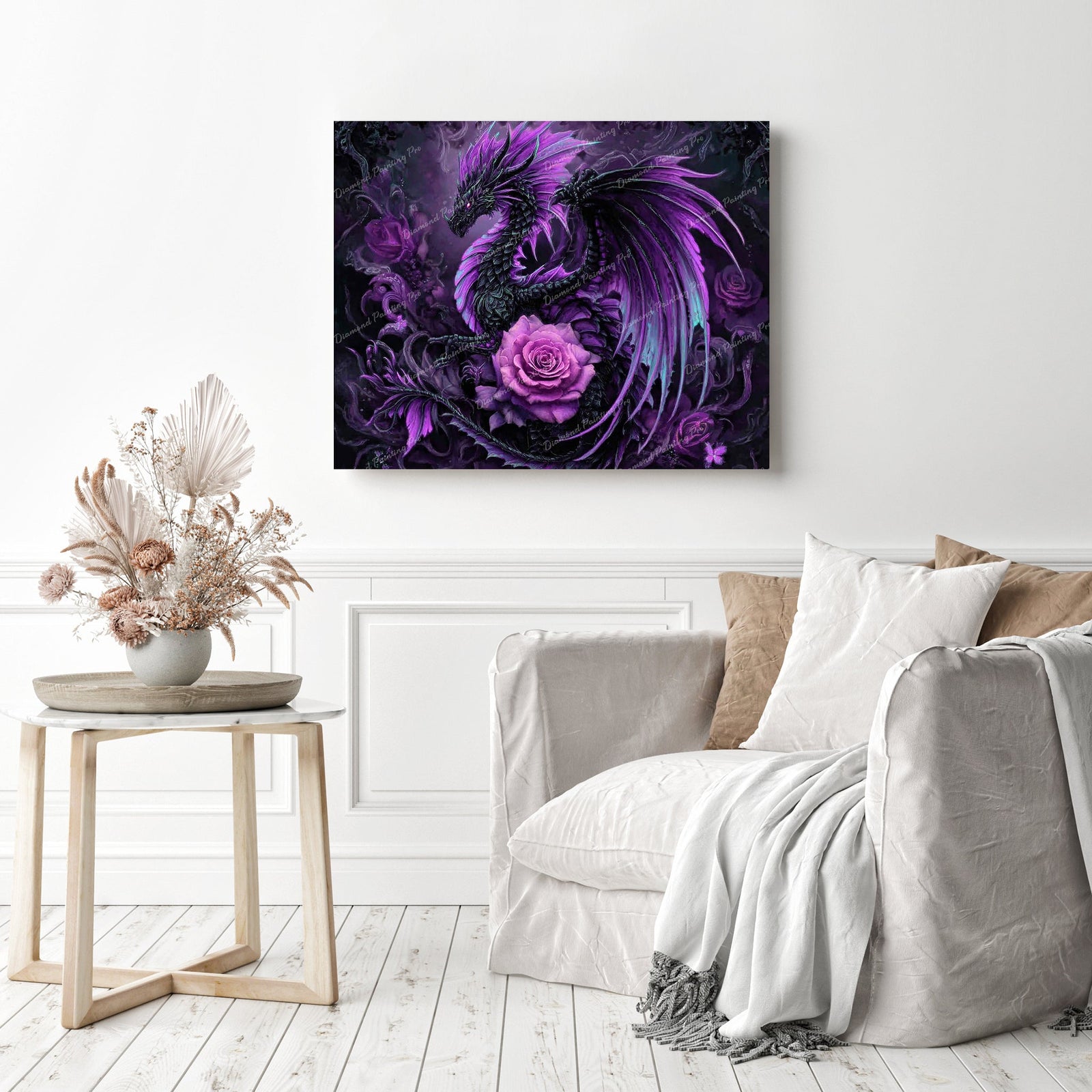 Violet Rose Dragon Diamond Painting as Home Decor