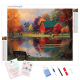 Autumn by the Pond Diamond Painting Kit - Full Drill / Square or Round Diamonds with AB Drills Option