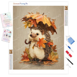 Autumn Hedgehog Diamond Painting Kit - Full Drill / Square or Round Diamonds with AB Drills Option