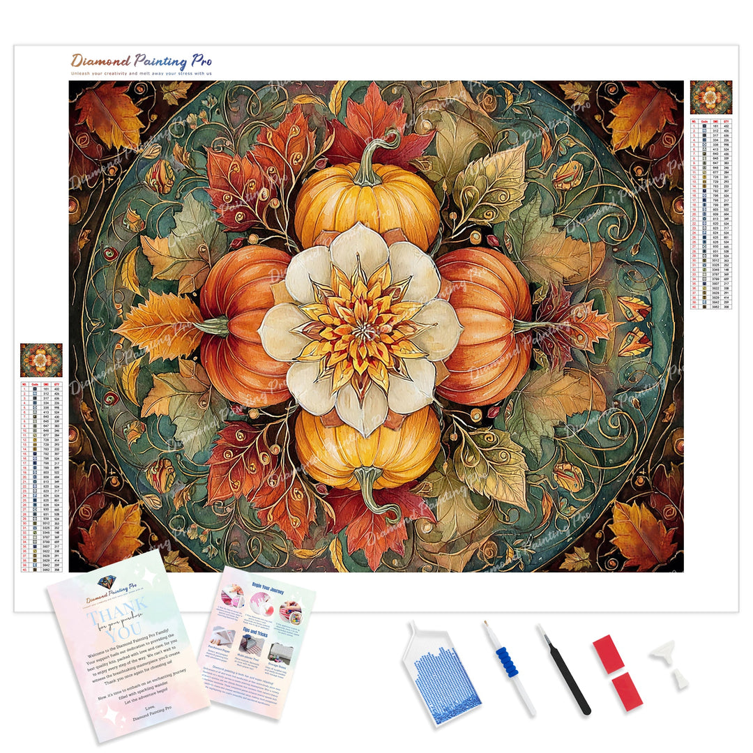 Autumn Kaleidoscope Diamond Painting Kit - Full Drill / Square or Round Diamonds with AB Drills Option