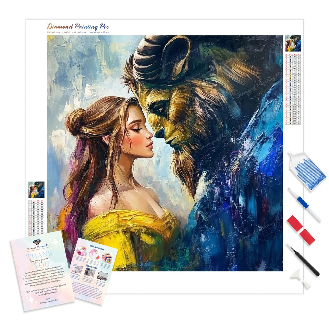 Beauty and the Beast Diamond Painting Kit - Full Drill / Square or Round Diamonds with AB Drills Option