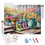 Boots and Blooms Diamond Painting Kit - Full Drill / Square or Round Diamonds with AB Drills Option