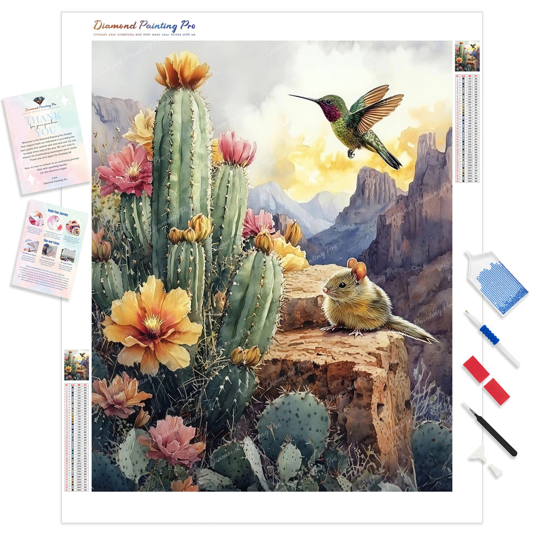 Cactus Companions Diamond Painting Kit - Full Drill / Square or Round Diamonds with AB Drills Option