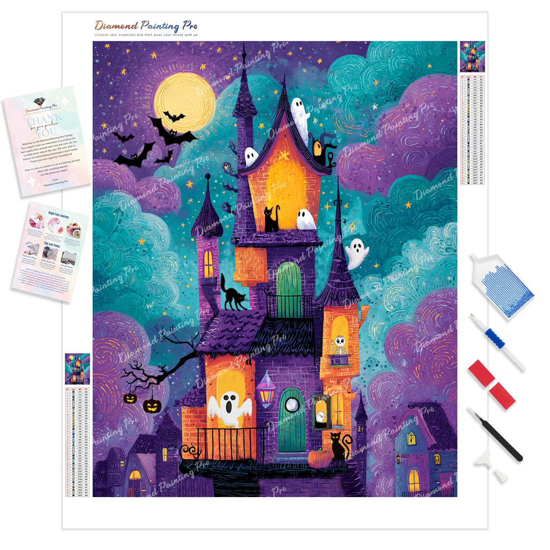 Castle of Spells Diamond Painting Kit - Full Drill / Square or Round Diamonds with AB Drills Option