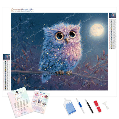 Celestial Owl Diamond Painting Kit - Full Drill / Square or Round Diamonds with AB Drills Option