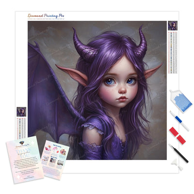 Enchanted Violet Fairy Diamond Painting Kit - Full Drill / Square or Round Diamonds with AB Drills Option