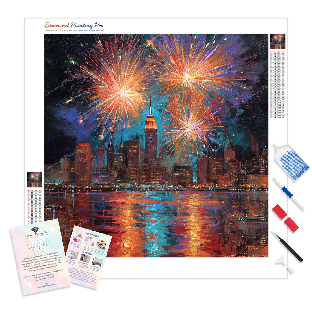 Firework Spectacle Diamond Painting Kit - Full Drill / Square or Round Diamonds with AB Drills Option