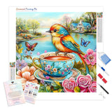 Garden Tea Party Diamond Painting Kit - Full Drill / Square or Round Diamonds with AB Drills Option
