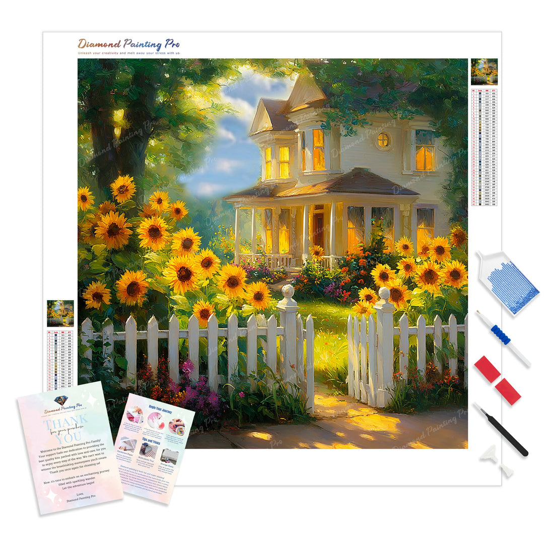 Golden Cottage Diamond Painting Kit - Full Drill / Square or Round Diamonds with AB Drills Option
