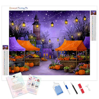 Halloween Town Fair Diamond Painting Kit - Full Drill / Square or Round Diamonds with AB Drills Option
