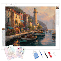 Harbor Sunset Diamond Painting Kit - Full Drill / Square or Round Diamonds with AB Drills Option