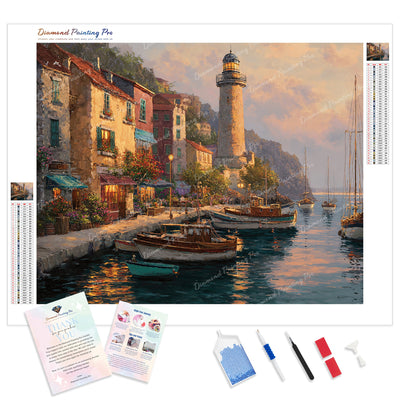 Harbor Sunset Diamond Painting Kit - Full Drill / Square or Round Diamonds with AB Drills Option