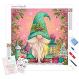 Holly Jolly Gnome Diamond Painting Kit - Full Drill / Square or Round Diamonds with AB Drills Option