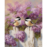 Chickadees and Lilac Diamond Art Design - Full Drill with 5d Square or Round Diamonds / AB Drills Available