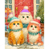 Christmas Kitties Diamond Art Design - Full Drill with 5d Square or Round Diamonds / AB Drills Available