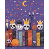 Crowned Skull Bookshelf Diamond Art Design - Full Drill with 5d Square or Round Diamonds / AB Drills Available