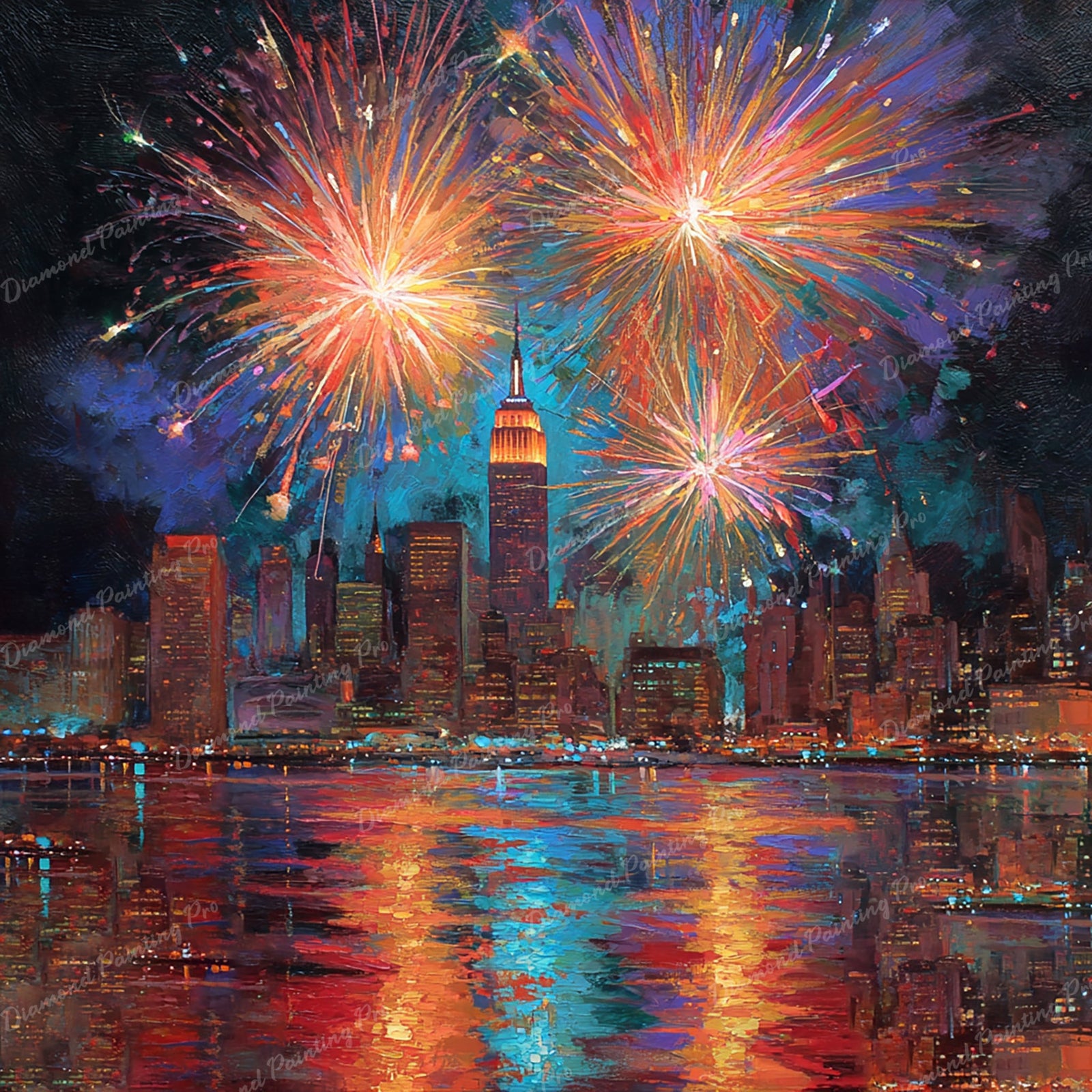 Firework Spectacle Diamond Art Design - Full Drill with 5d Square or Round Diamonds / AB Drills Available