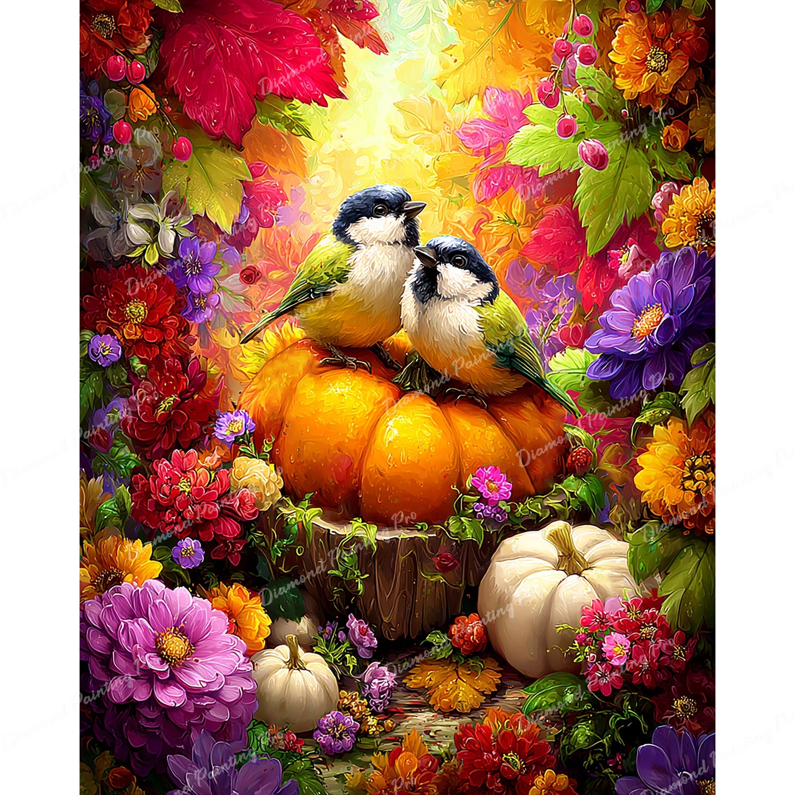 Harvest Lovebirds Diamond Art Design - Full Drill with 5d Square or Round Diamonds / AB Drills Available