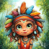 Little Tribal Chief Diamond Art Design - Full Drill with 5d Square or Round Diamonds / AB Drills Available