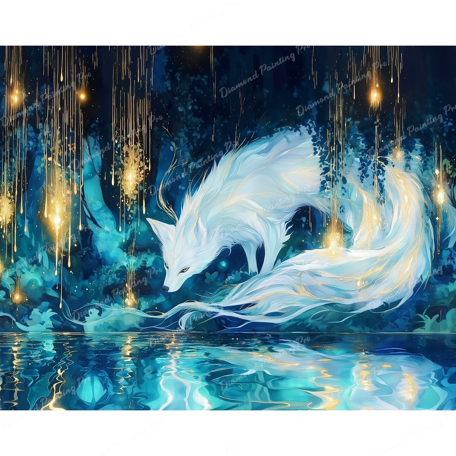Moonlit Mystic Fox Diamond Art Design - Full Drill with 5d Square or Round Diamonds / AB Drills Available