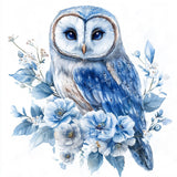Owl with Blue Blooms Diamond Art Design - Full Drill with 5d Square or Round Diamonds / AB Drills Available