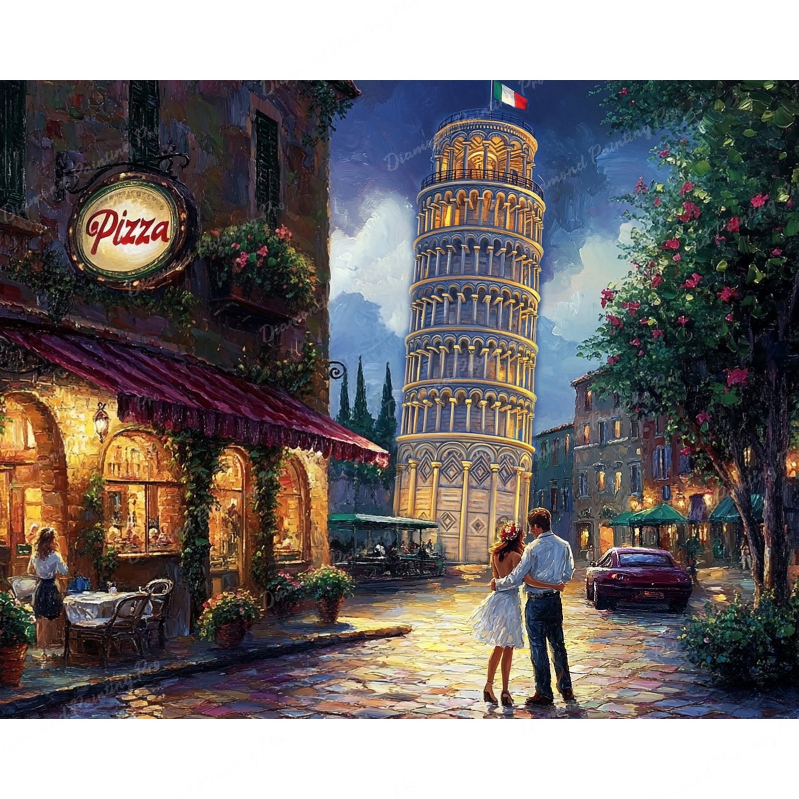 Pisa Romance Diamond Art Design - Full Drill with 5d Square or Round Diamonds / AB Drills Available