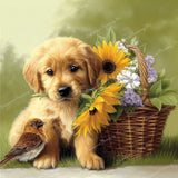 Puppy's First Friend Diamond Art Design - Full Drill with 5d Square or Round Diamonds / AB Drills Available