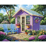 Purple Flower Garden Diamond Art Design - Full Drill with 5d Square or Round Diamonds / AB Drills Available