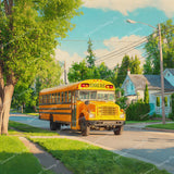 School Bus Ride Diamond Art Design - Full Drill with 5d Square or Round Diamonds / AB Drills Available