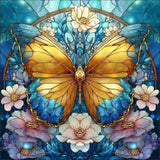 Stained Glass Floral Butterfly Diamond Art Design - Full Drill with 5d Square or Round Diamonds / AB Drills Available