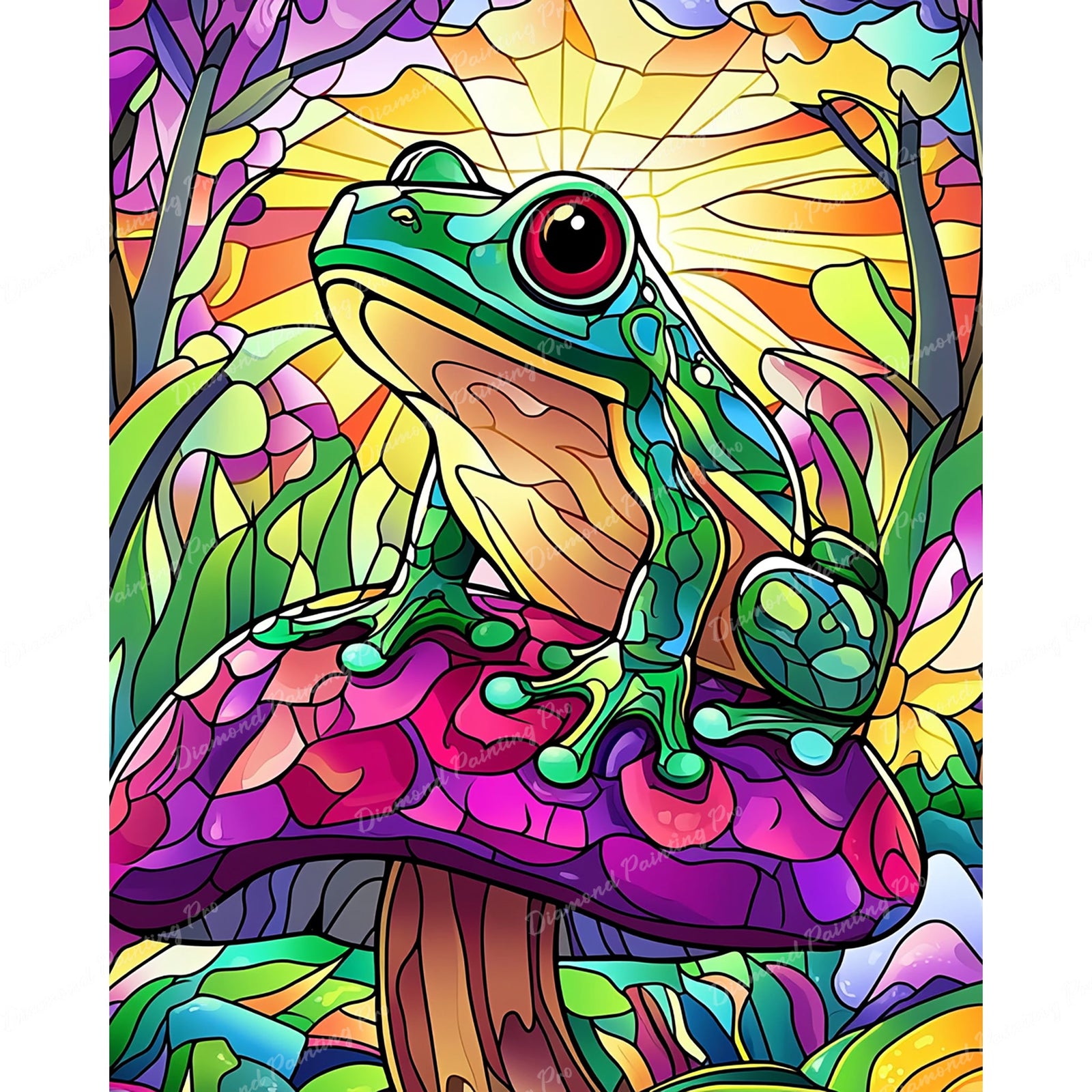 Stained Glass Frog Diamond Art Design - Full Drill with 5d Square or Round Diamonds / AB Drills Available