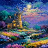 Starry Windmill Diamond Art Design - Full Drill with 5d Square or Round Diamonds / AB Drills Available