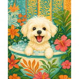 Tropical Tub Pup Diamond Art Design - Full Drill with 5d Square or Round Diamonds / AB Drills Available