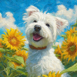 Westie Sunshine Diamond Art Design - Full Drill with 5d Square or Round Diamonds / AB Drills Available