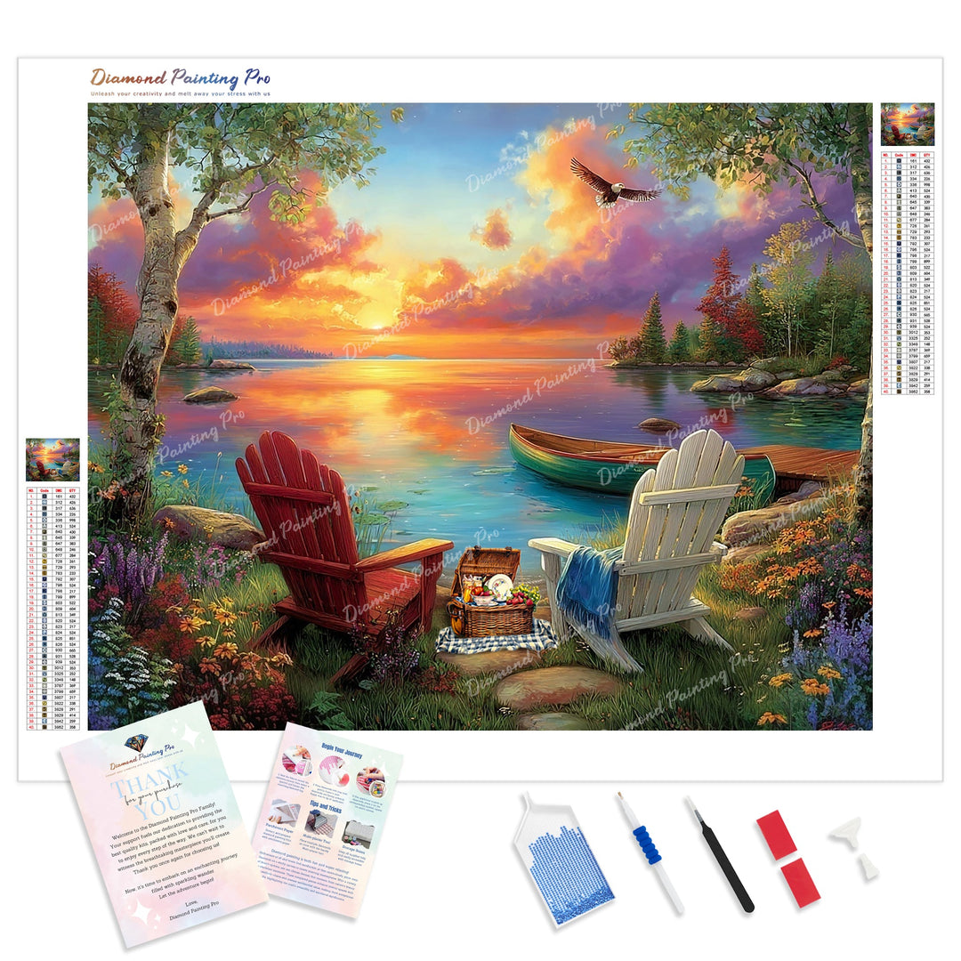 Lakeside Picnic Diamond Painting Kit - Full Drill / Square or Round Diamonds with AB Drills Option