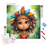 Little Tribal Chief Diamond Painting Kit - Full Drill / Square or Round Diamonds with AB Drills Option