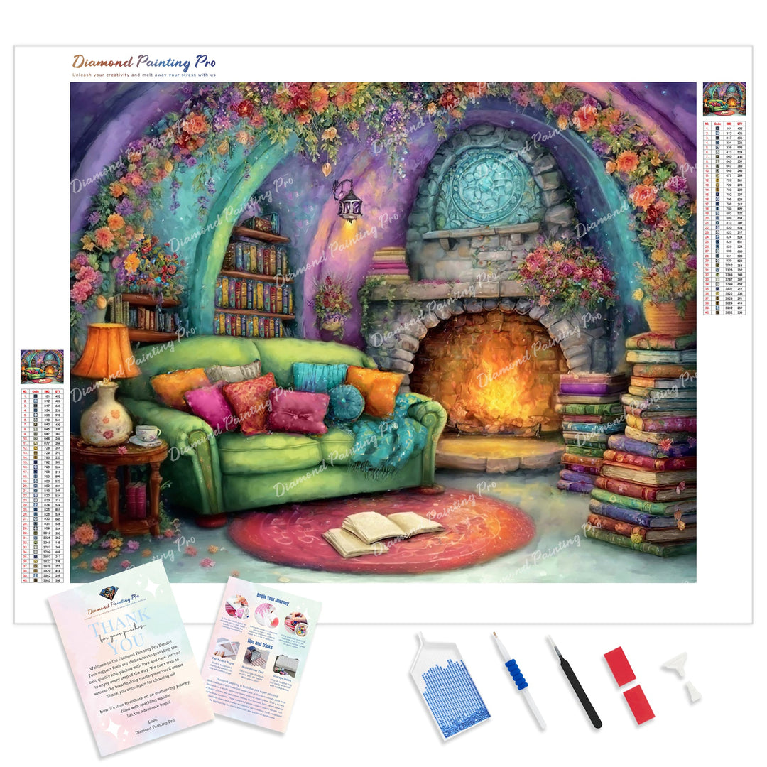 Magical Library Diamond Painting Kit - Full Drill / Square or Round Diamonds with AB Drills Option
