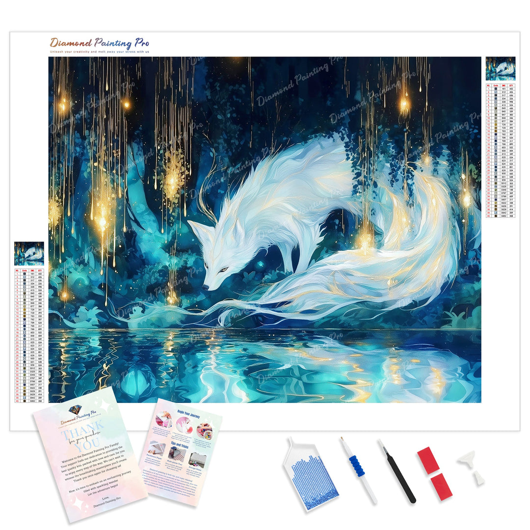Moonlit Mystic Fox Diamond Painting Kit - Full Drill / Square or Round Diamonds with AB Drills Option
