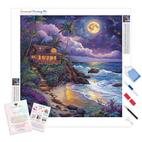 Moonlit Tropical Escape Diamond Painting Kit - Full Drill / Square or Round Diamonds with AB Drills Option