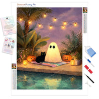 Party Ghost Pals Diamond Painting Kit - Full Drill / Square or Round Diamonds with AB Drills Option