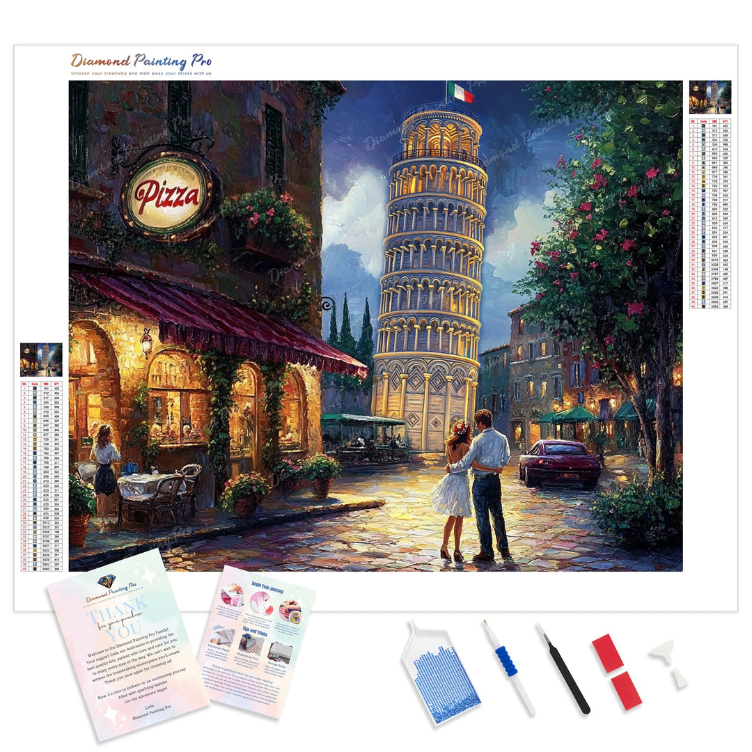 Pisa Romance Diamond Painting Kit - Full Drill / Square or Round Diamonds with AB Drills Option