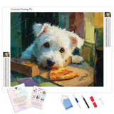 Pizza Paws Diamond Painting Kit - Full Drill / Square or Round Diamonds with AB Drills Option