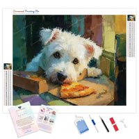 Pizza Paws Diamond Painting Kit - Full Drill / Square or Round Diamonds with AB Drills Option